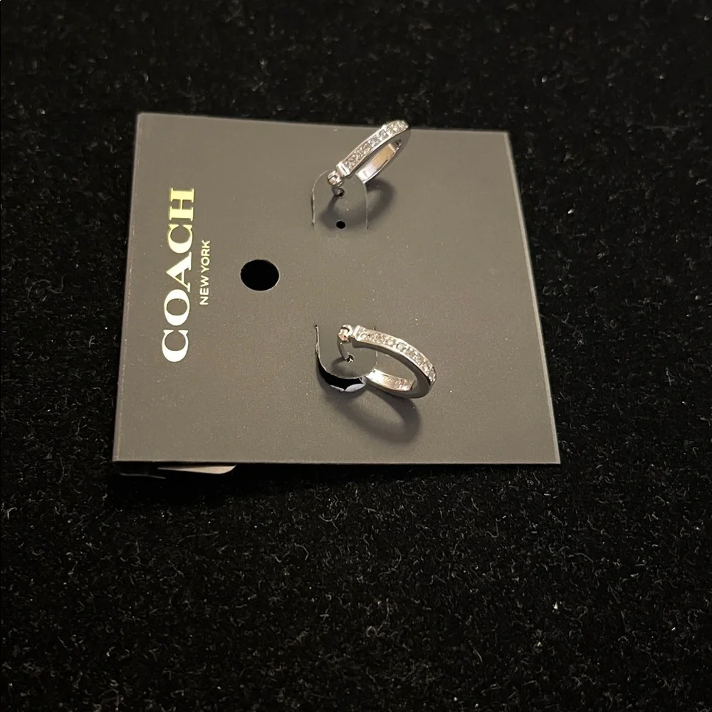 Coach Pave’ Signature C Huggie Earrings - Picture 4 of 6